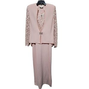 Vintage El.Ana Peach Knit Gown with Jacket M